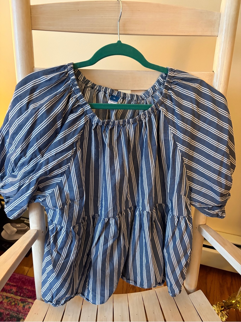 Old Navy Blue Striped Peasant Blouse - Casual Women's Top